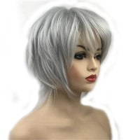 StrongBeauty Halloween Wig Blue Assassination Classroom Akabane Karma Cosplay Wigs Red Synthetic Hair color-gray 6inches
