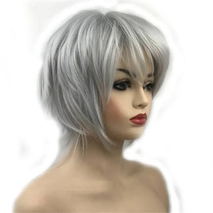 StrongBeauty Halloween Wig Blue Assassination Classroom Akabane Karma Cosplay Wigs Red Synthetic Hair color-gray 6inches