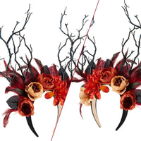 Gothic Flower Branch Headband Feather COSPLAY Halloween Role Play Headdress Proms Party Live Show Headwear