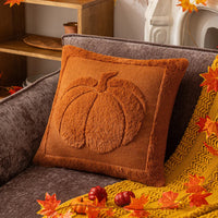 45x45/50x50cm Halloween Pumpkin Plush Pillowcase Cojines Festival Pumpkin Double-Sided Plush Cushion Cover Headboard Pillowcases Deep-burnt pumpkin