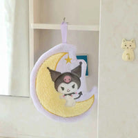 Cute Cartoon Kuromi Cinnamoroll Coral Velvet Hanging Kitchen Bathroom Children's Absorbent Hand Towel Square Towel f-Short style