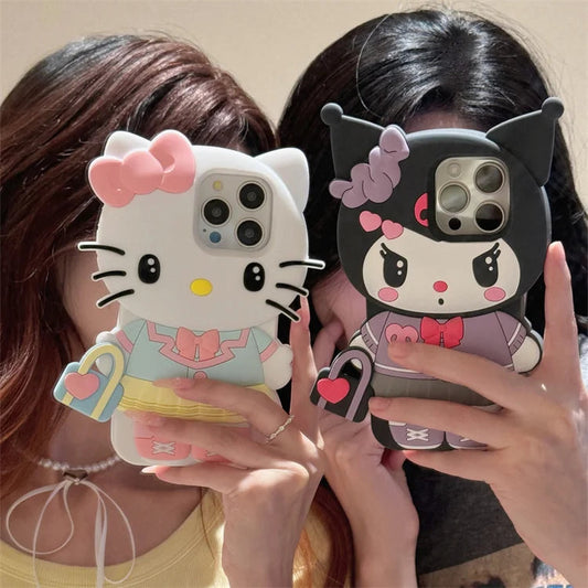 Handbag Hello Kitty Kuromi For iPhone 16 15 14 13 12 11 Pro Max Silicone Soft Cover Case Lusy Store