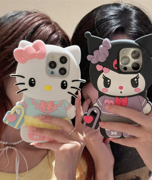 Handbag Hello Kitty Kuromi For iPhone 16 15 14 13 12 11 Pro Max Silicone Soft Cover Case Lusy Store