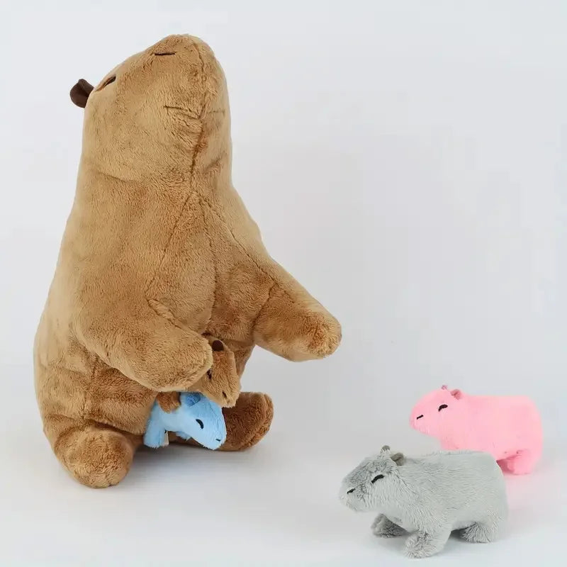 Lusy Store LLC Capybara Mother-child Water Guinea Pig Five-piece Soft Animal Doll Christmas Halloween Holiday Gifts Plush