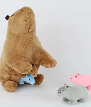 Lusy Store LLC Capybara Mother-child Water Guinea Pig Five-piece Soft Animal Doll Christmas Halloween Holiday Gifts Plush