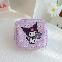 [Licensed] Sanrio Hello Kitty Cinnamoroll Kuromi Cartoon Girl Sanitary Napkin Storage Bag MakeUp Bag Coin Purse Card Holder Bag 1 piece of Kuromi