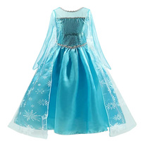 Girls Elsa Anna Costume Kids Birthday Floral Dress Children Snow Queen Performance Fantasy Princess Evening Halloween Costumes Elsa dress B