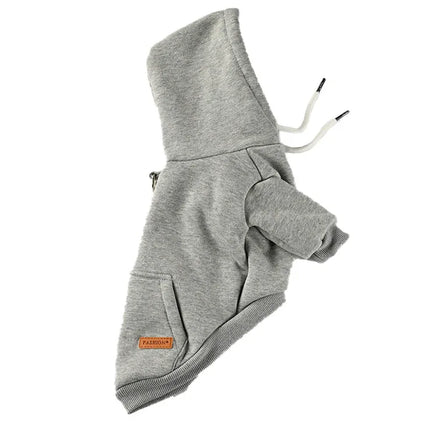 Dog Hoodie Small And Medium Dog Vest Outdoor Sweatshirt Bulldog Husky Warm Fleece Pet Clothing Puppy Costume Grey