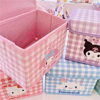 Sanrio Desktop Storage Box Hello Kitty Cinnamoroll Kuromi Toy Organizer Basket Sundries Underwear Cosmetic Stationery Organizer