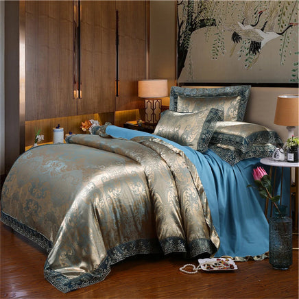 Nordic Satin Jacquard Duvet Cover Set Luxury Flower Bedding Set Adlut Quilt Cover Pillowcases Sheet Twin Queen King Home Texiles Lusy Store