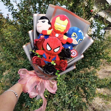 Lusy Store LLC The Avengers Plush Bouquets Super Hero Spider-Man Iron Man Superman Captain America Plush Gifts Bouquet