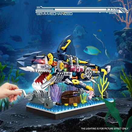 Ocean Shark Marine Biology Building Block set, Marine animal building block toy home with display rack, birthday, holiday gifts