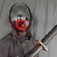 JAUPTO Punk Mask Cosplay for Men, LED Round Light Mask for Women Cosplay Halloween Fit Party Music Festival Accessories