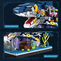 Ocean Shark Marine Biology Building Block set, Marine animal building block toy home with display rack, birthday, holiday gifts