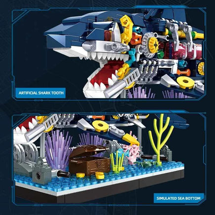 Ocean Shark Marine Biology Building Block set, Marine animal building block toy home with display rack, birthday, holiday gifts