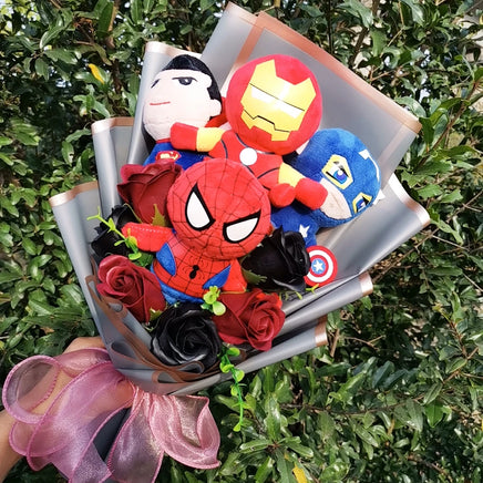 Lusy Store LLC The Avengers Plush Bouquets Super Hero Spider-Man Iron Man Superman Captain America Plush Gifts Bouquet