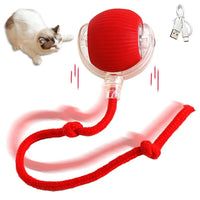 Interactive Cat Ball with Faux Tail, Automatic Rolling & Rechargeable, Smart Electric Mouse Toy for Dogs & Cats 1PC Red