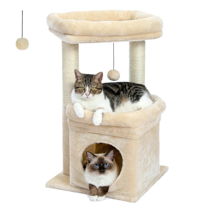 Cat Tree Tower with Cozy Condo & Top Perch Cream as picture