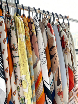 Lusy Store 2024 Luxury Brand Print summer Neck Tie Shawl Silk Square Scarf Women 70cm Hair Hand Wrist Headkercheif Hijab Bandana 