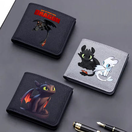 Toothless Canvas Wallet Men Short Folding Purse How To Train Your Dragons Cartoon Card Holder Coin Case Fashion Pocketbook Gift Lusy Store