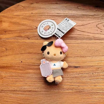 Sanrio Suitcase Black Leather Hello Kitty Cute Plush Toy Pendant Kawaii Backpack Accessories Keychain Holiday Gift