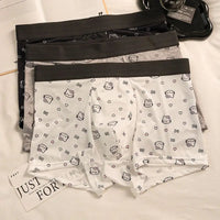 Men Hello Kitty Underwear Kawaii Student Cartoon Ice Silk No Trace Summer Printing Loose Four Corners Boxer Pants Briefs Gift