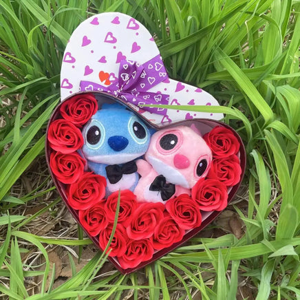Lusy Store LLC Lilo Stitch Plush Doll Toys Rose Bouquet Gift Box Home Decoration Valentine Christmas Gifts Bouquet