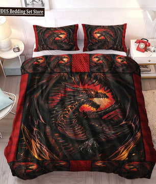 Dragon And Phoenix Duvet Cover Set Full Queen Size, Fantasy World Monster Gothic Bedding Sets Bohemian Mandala Comforter Cover Lusy Store