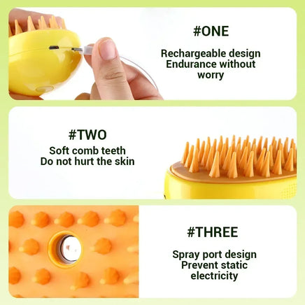 Lusy Store LLC Electric Steamy Brush for Cats and Dogs - 3-in-1 Pet Grooming Tool with Steam and Massage Spray pet
