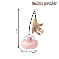 UFO Smart Teaser Cat Toy Electric Cat Teaser Stick With Bell Training Pet Toys Replaceable Feather Interactive Cat Supplies Pink CHINA