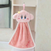 Cute Cartoon Kuromi Cinnamoroll Coral Velvet Hanging Kitchen Bathroom Children's Absorbent Hand Towel Square Towel B-Long style