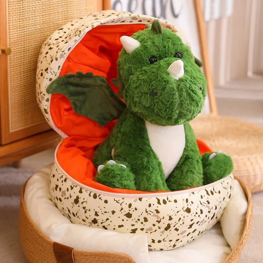 2 In 1 Dinosaur Plush Green Baby Dino In A Dragon Egg Stuffed Toy Cute Hugging Sleeping Doll Gifts