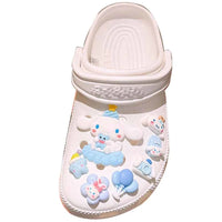 Sanrio Hello Kitty Kuromi Cinnamoroll Sneakers Buckle Set Melody LED Decorations Accessories for Slides Sandals Clogs Gifts 7Pcs Cinnamoroll