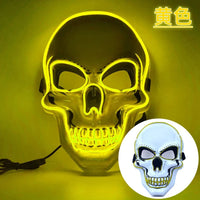 Halloween LED Horror Skull Mask Cold Light Mask LED Halloween Mask Cosplay Mask Halloween Party Decoration Luminous Skull Masks yellow