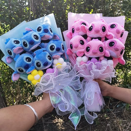 Lusy Store LLC Lilo and Stitch Plush Doll Toys Rose Bouquet Stuffed Animals Party Gift Bouquet