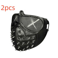 Punk Mask Halloween Dress Up Demonmask Rivetgrim Reapermask Cool Mask wrench Cosplay Halloween Costumes Black 2PCS One Size