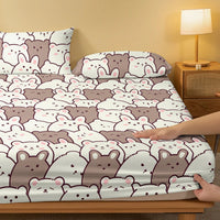 Lusy Store 1 Piece of M-bear Pattern Frosted Bedsheet, Bedroom Printed Bedspread, Bedding (Excluding Pillowcases) 