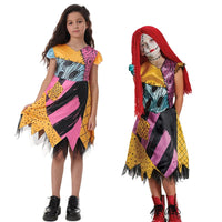 2024 halloween Costumes Kids Girls Cosplay Clothing The Nightmare Before Christmas Children Princess Sally With Bag Suit 2-10T 1pcs Dress A