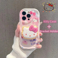 Kuromi Hello Kitty Bracket Bracelet Phone Case For iPhone 16 15 Pro Max 14 11 12 13 Mini XR 8 7 Plus X XS SE Sanrio Cute Cartoon P5