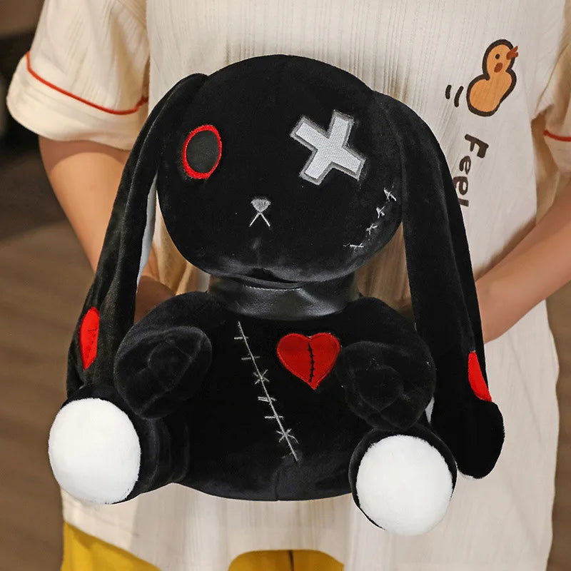 Lusy Store LLC Creepy Goth Bunny Plush Crazy Rabbit Plushie Toys Spooky Gothic Bunny Stuffed Animal Cute Horror Dreadful Bunny Doll Plush