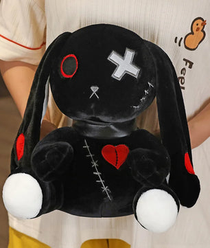 Lusy Store LLC Creepy Goth Bunny Plush Crazy Rabbit Plushie Toys Spooky Gothic Bunny Stuffed Animal Cute Horror Dreadful Bunny Doll Plush