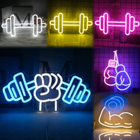 Lusy Store LLC Fitness Neon Sign Dumbbell LED Light Gym Art Wall Decoration Neon Sign