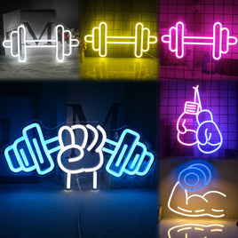 Lusy Store LLC Fitness Neon Sign Dumbbell LED Light Gym Art Wall Decoration Neon Sign