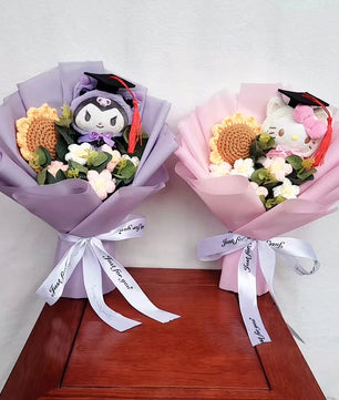 Lusy Store LLC Graduation Bouquet Hello Kitty Kuromi Plush Doll Toy Woman Valentine's Day Gift Bouquet