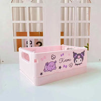 Sanrio Kawaii Hello Kitty My Melody Kuromi Cinnamoroll Desktop Storage Box Foldable Stackable Cosmetic Organizer Desktop Storage