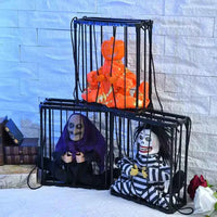 2025 April Fool's Day Prisoner Skull Ornament Induction Light Sound Electric Decoration Haunted House Holiday Party Prank Props