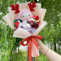 My Melody Kuromi Stuffed Animals Plush Toy With Roses Creative Bouquets Christmas Halloween Gifts 11