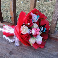 Lusy Store LLC Kuromi My Melody Cinnamoroll Hello Kitty Soap Flower Cartoon Plush Bouquet Valentine's Day Christmas Graduation Gift Bouquet