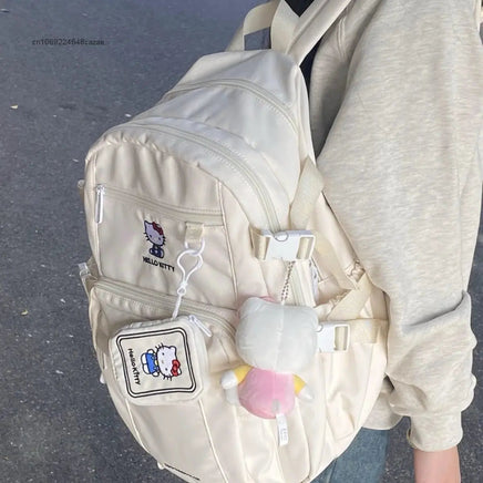 Sanrio Hello Kitty College Style Student Schoolbag Cartoon Korean Large Capacity White Backpacks Y2k Teenage Girl Fashion Bags Lusy Store