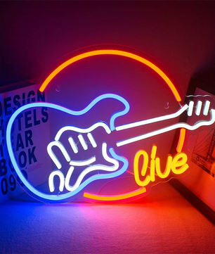 Rock Roll Neon Signs Guitar Music Led Neon Wall Decor for Game Room Music Party Rock Studio Bar Disco